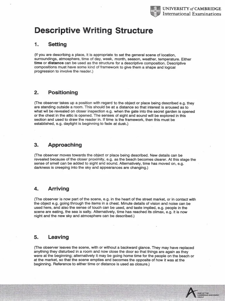 Descriptive Writing Structure PDF Languages