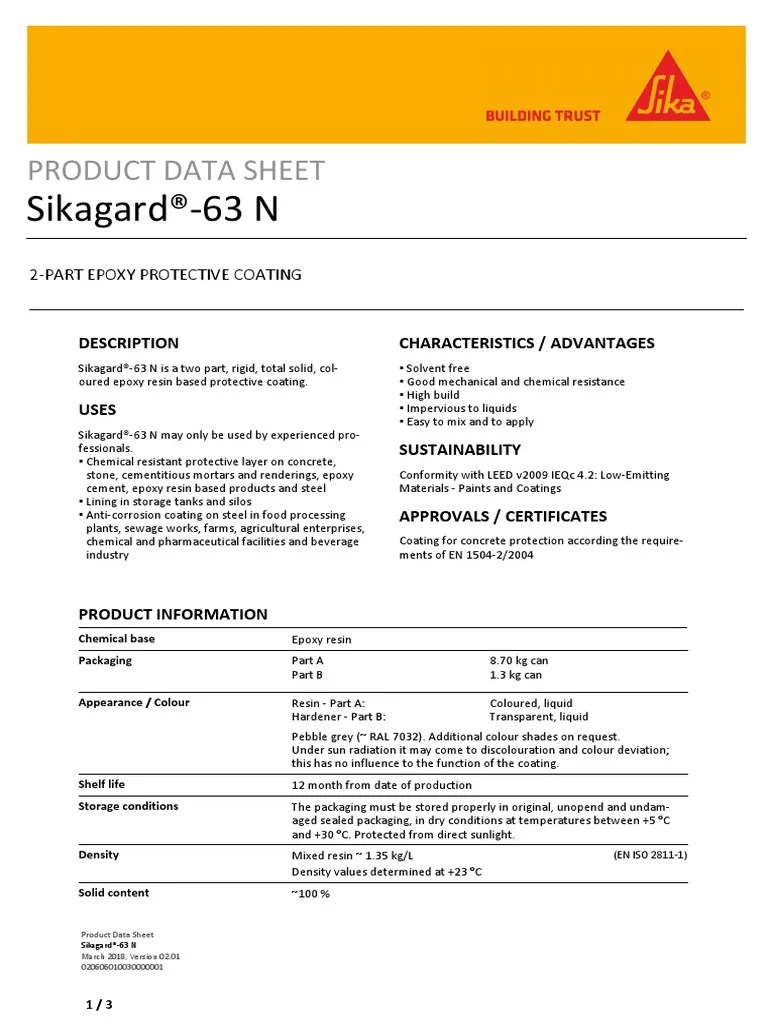 Sikagard 63n Pds En Epoxy Concrete