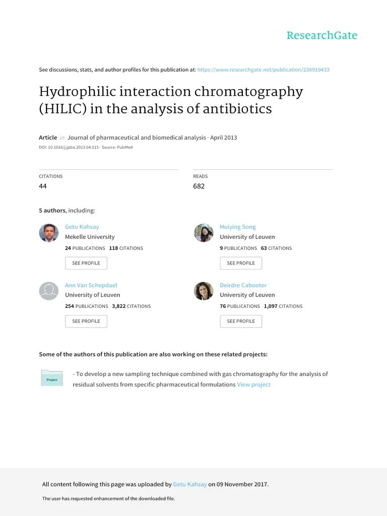 HILIC in The Analysis of Antibiotics, 2017 PDF Chromatography