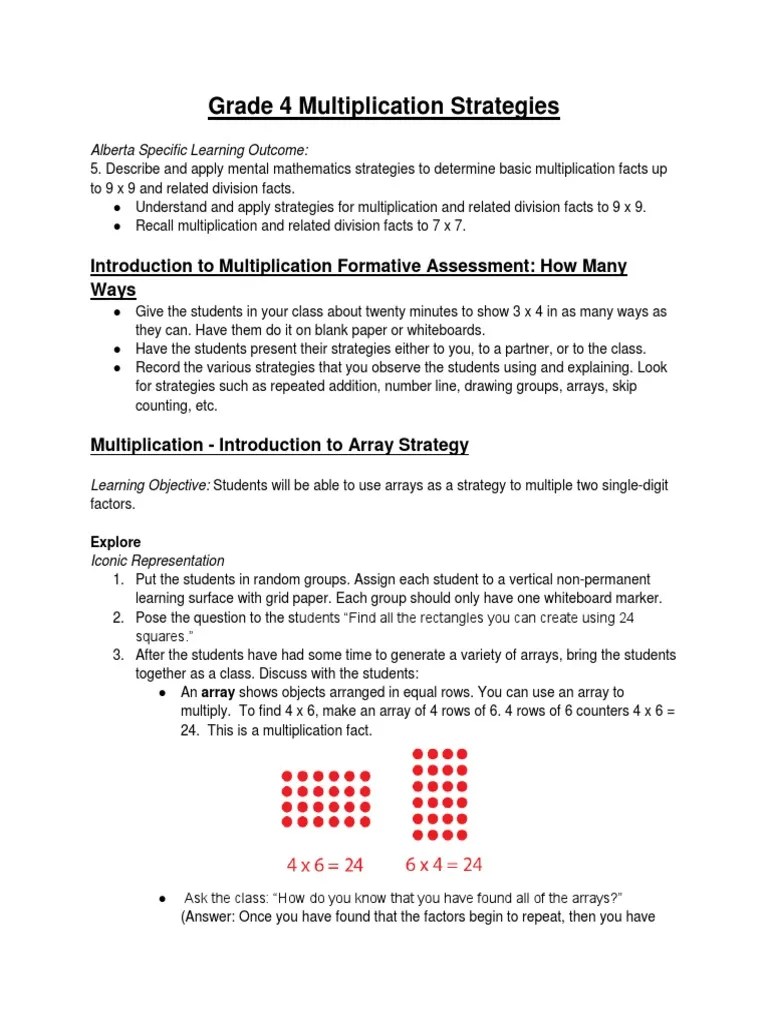 Grade 4 Math PDF Multiplication Educational Assessment