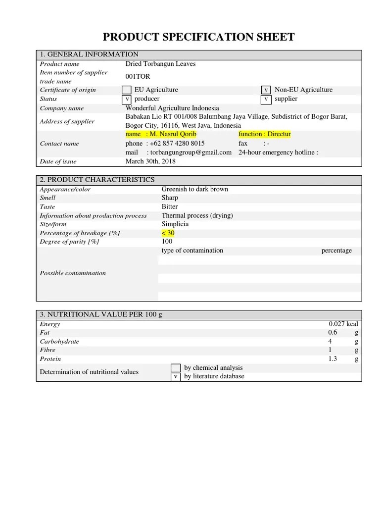 Product Specification Sheet [30 Maret 2018] Shelf Life Magnesium
