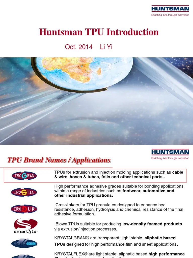 Huntsman TPU Intruduction PDF Polyurethane Adhesive