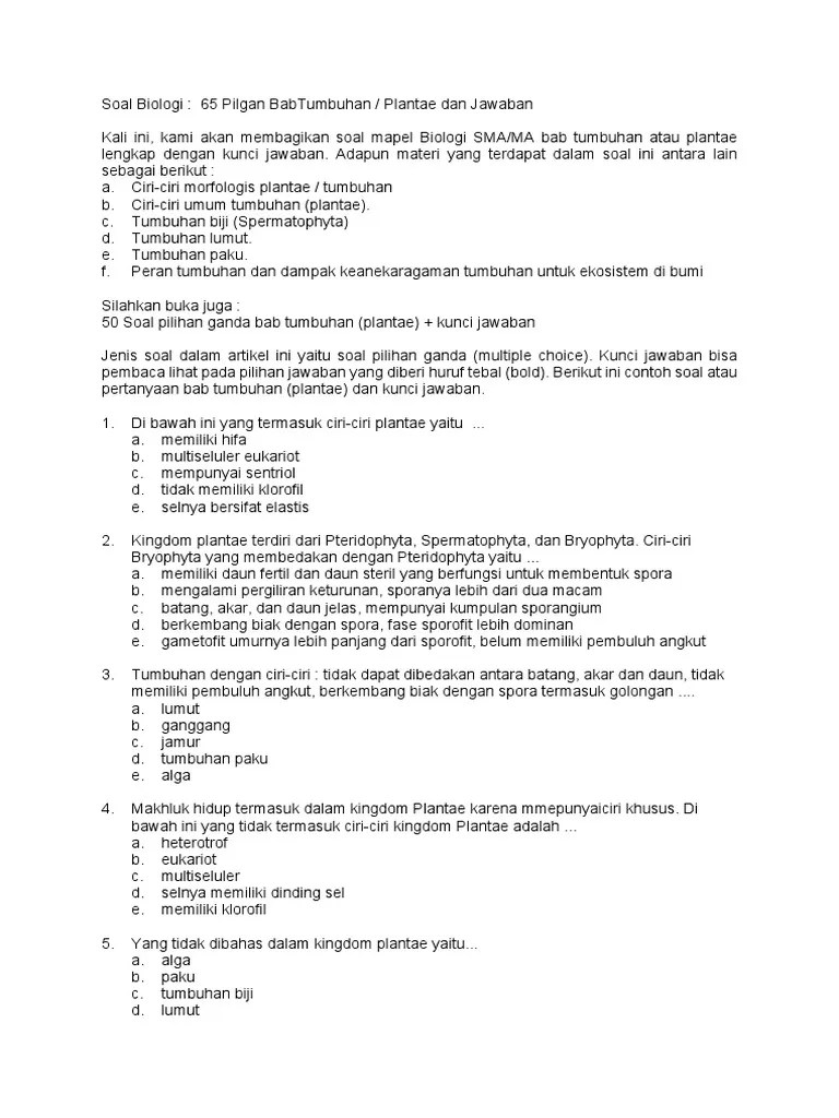 Contoh Soal Analisis Biologi Sma Soal Kelasmu