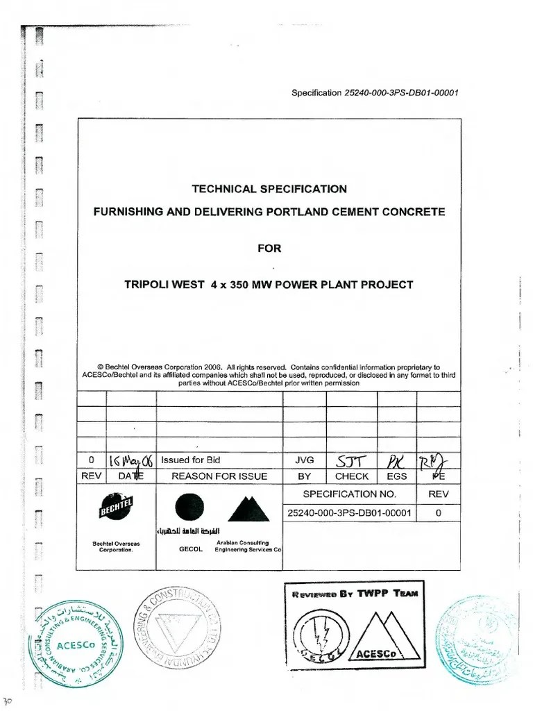 Concrete Specification PDF Construction Aggregate Concrete