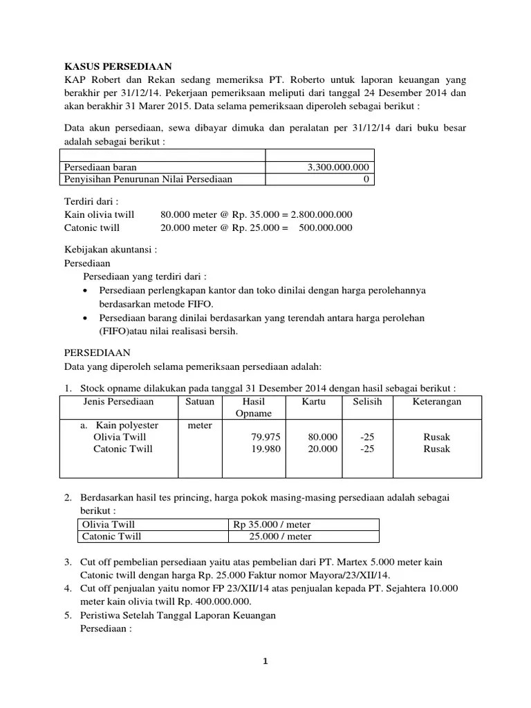 Soal Audit Persediaan | PDF