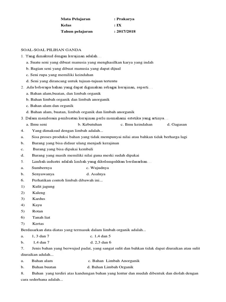 Prakarya Kelas 9 Buku Sekolah