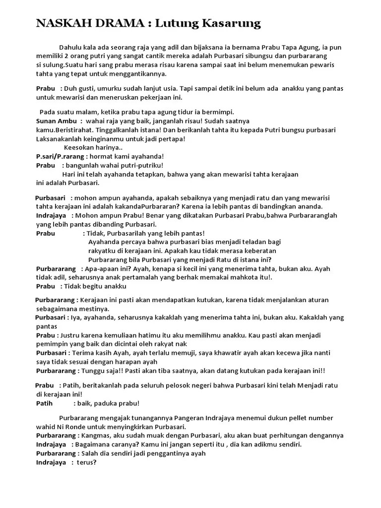 Naskah Drama Lutung Kasarung Bahasa Sunda Untuk 8 Orang
