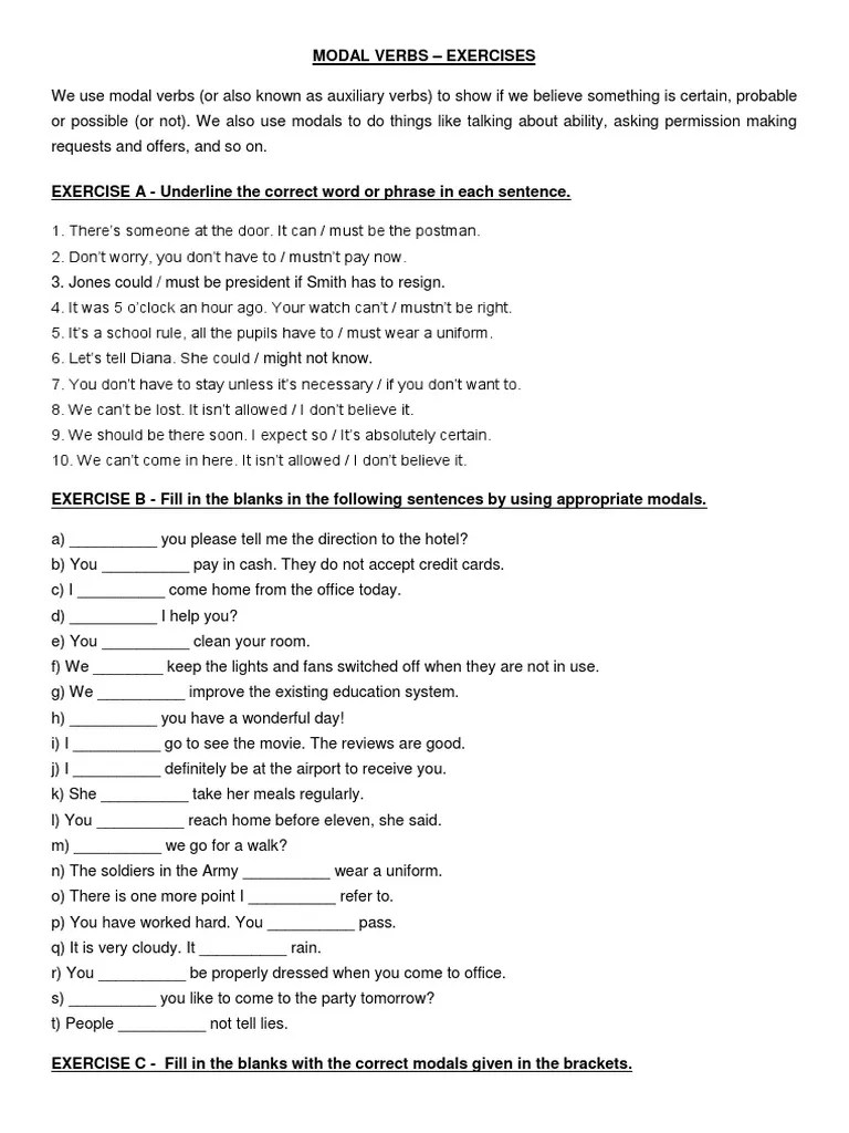 MODAL VERBS (exercises).docx Verb Prueba gratuita de 30 días Scribd