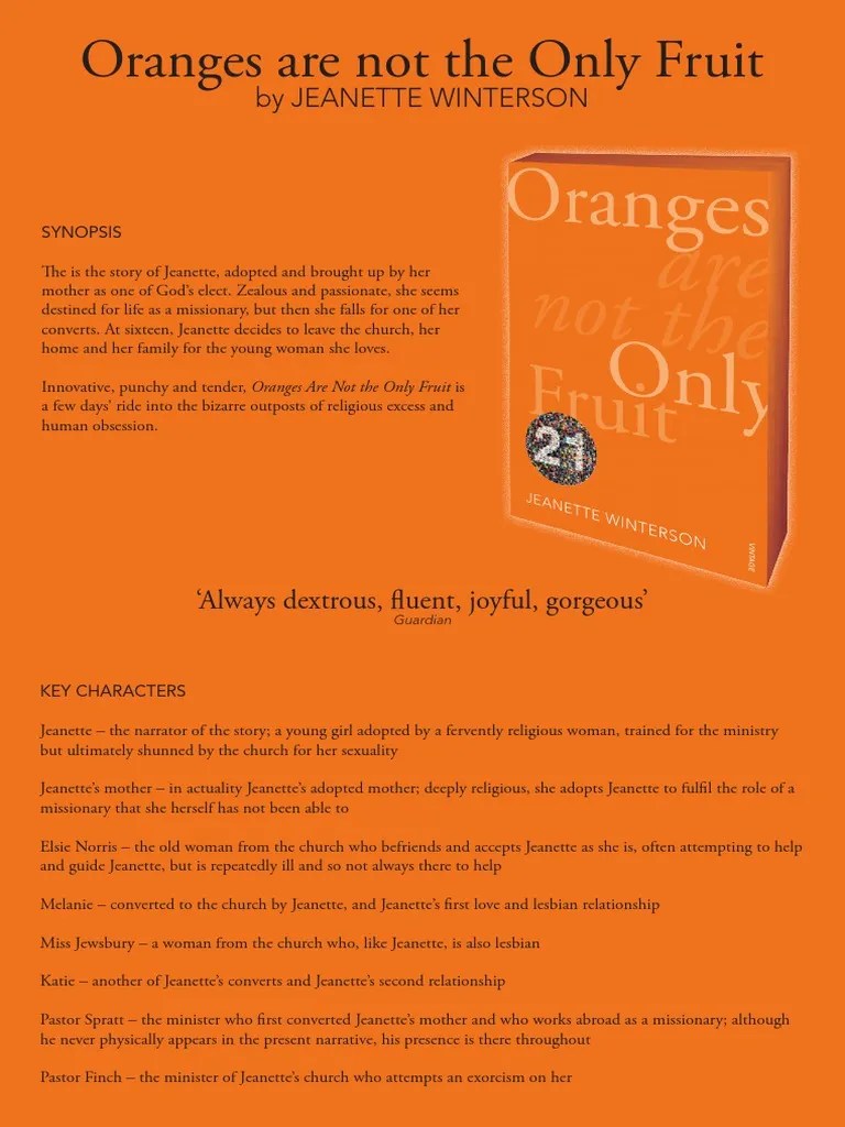 Oranges Are Not The Only Fruit Reading Guide Books