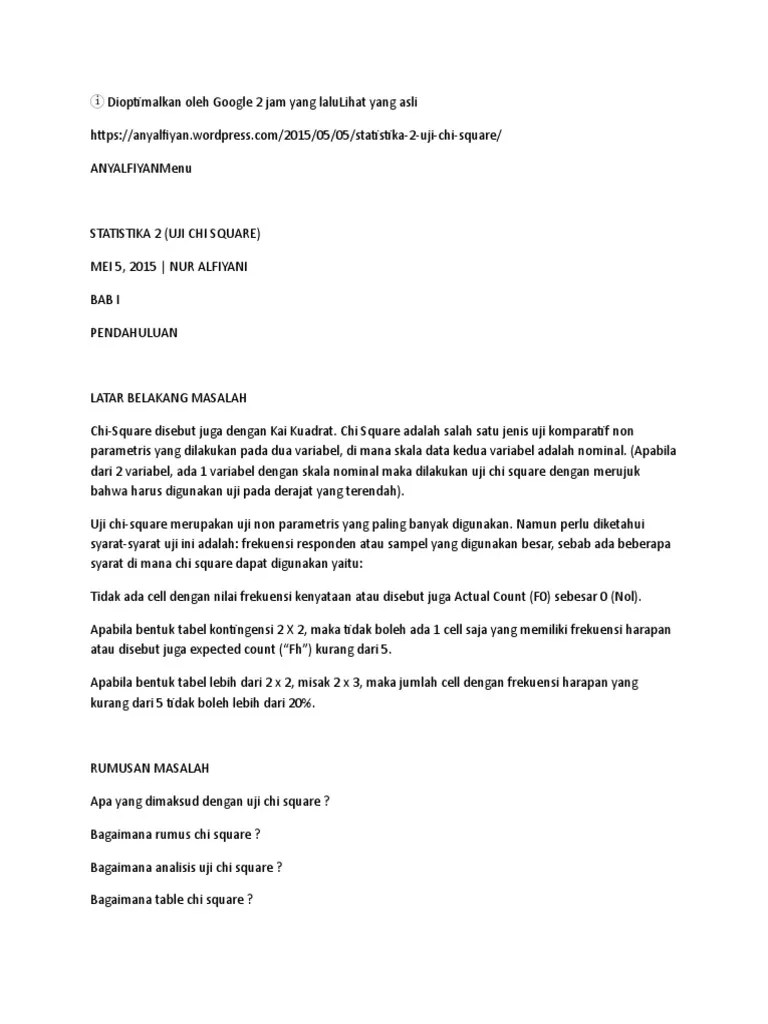 Uji Chi Square