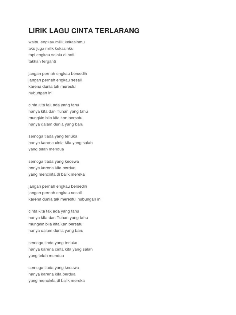 Lirik Lagu Cinta Terlarang-Ilir7 | PDF
