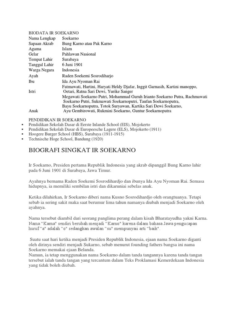 Biodata Ir Soekarno | PDF