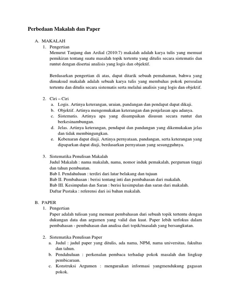 Perbedaan Makalah Dan Paper | PDF