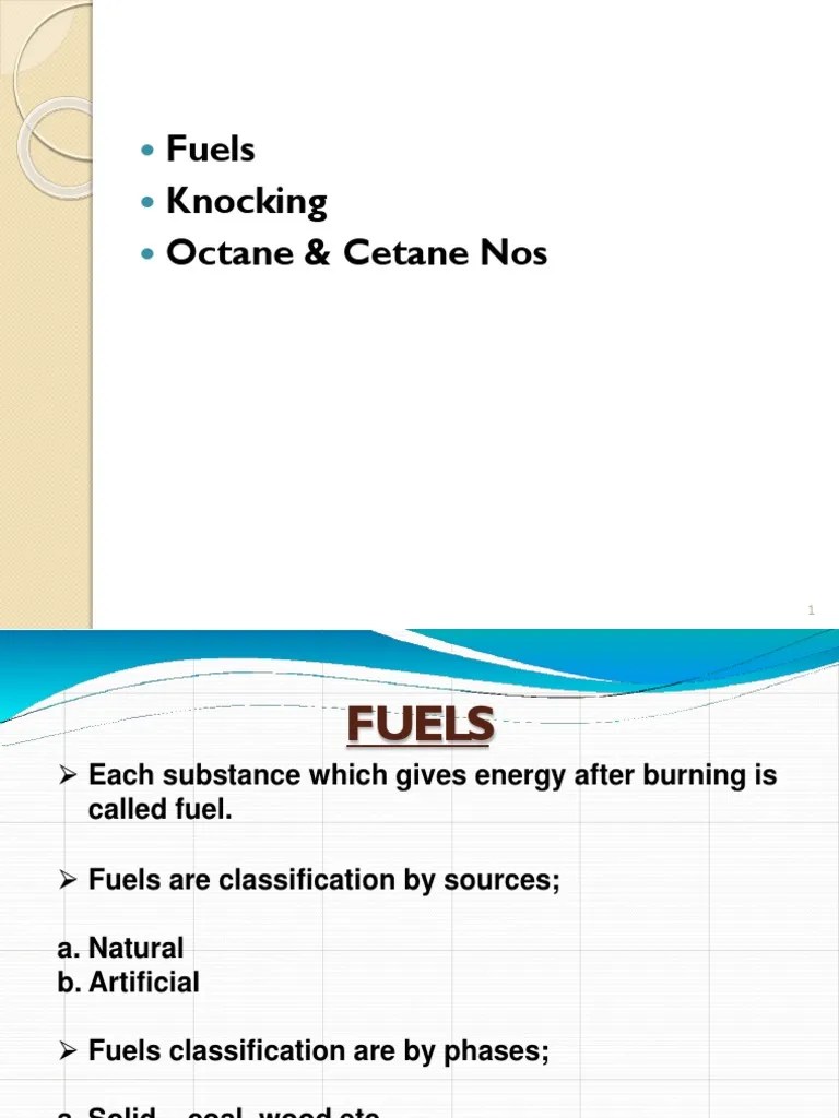 Fuels Knocking Octane & Cetane Nos PDF Natural Gas Combustion