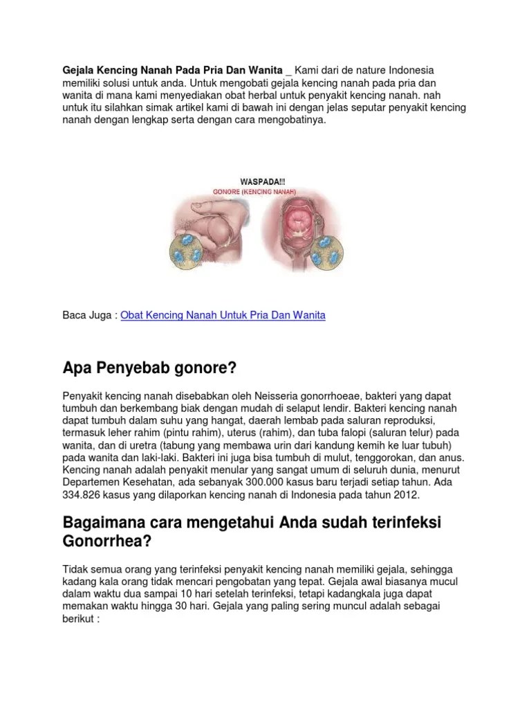Gejala Kencing Nanah Pada Pria Dan Wanita | PDF