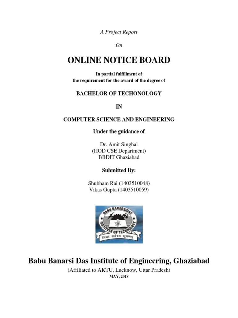 Online Notice Board PDF Database Design Databases