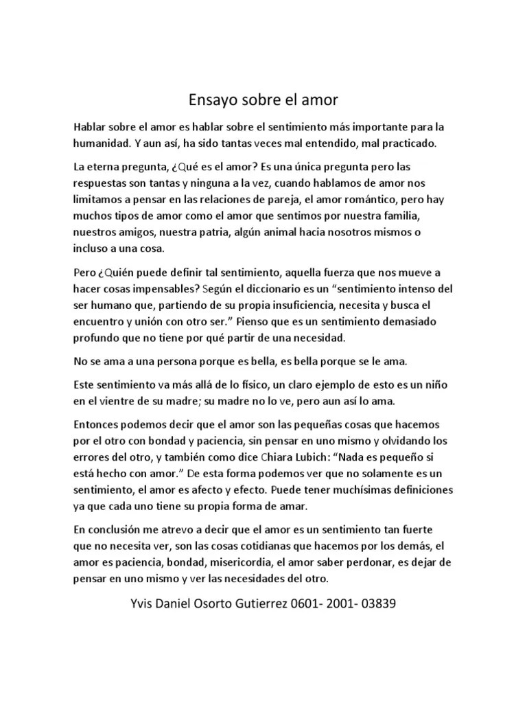 Ensayo Sobre El Amor