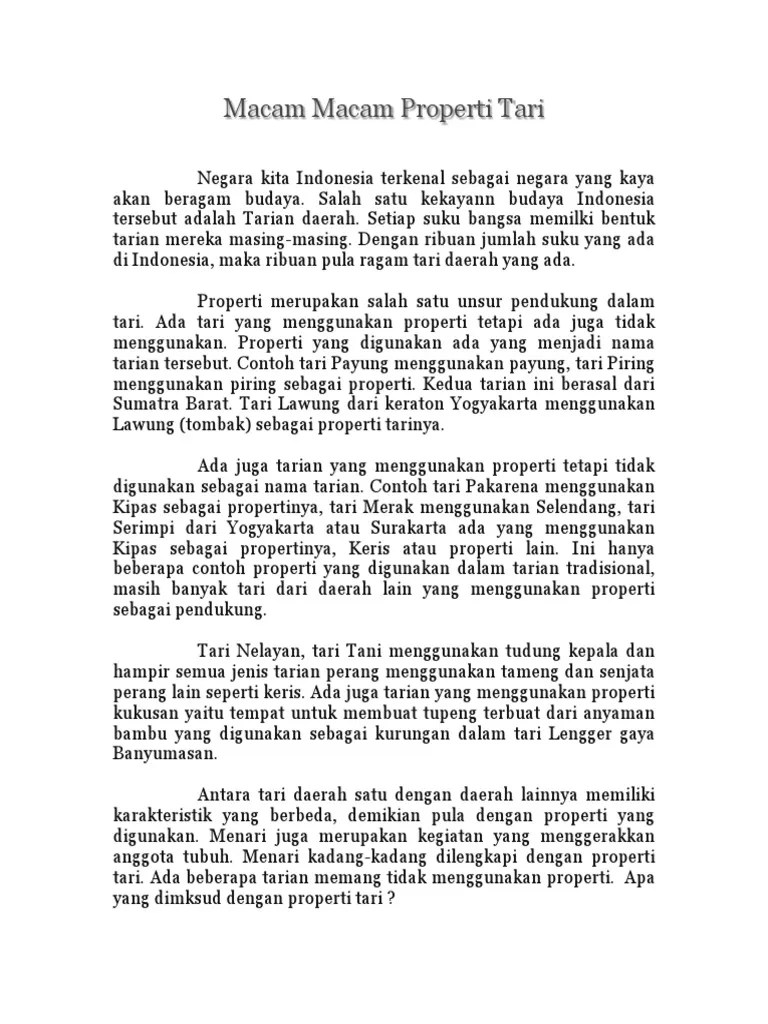 Tarian Tradisional Indonesia Dan Propertinya