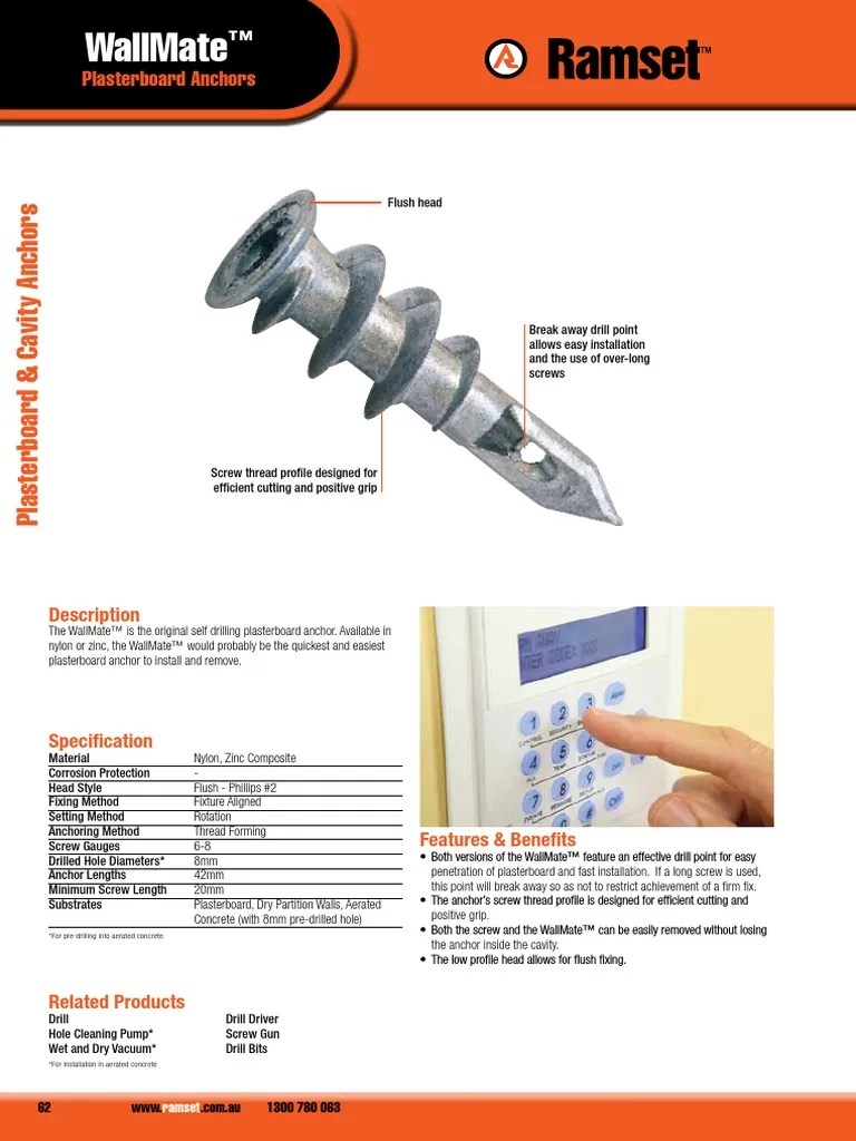 Ramset Wallmate Anchor PDF Drywall Screw