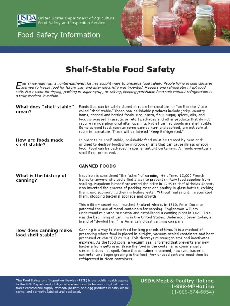 Shelf Stable Food Safety PDF PDF Canning Jerky