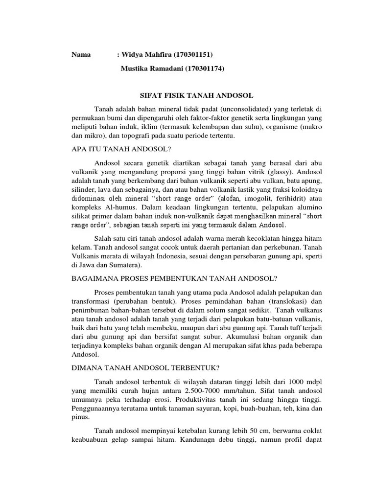 Sifat Fisik Tanah Andosol | PDF