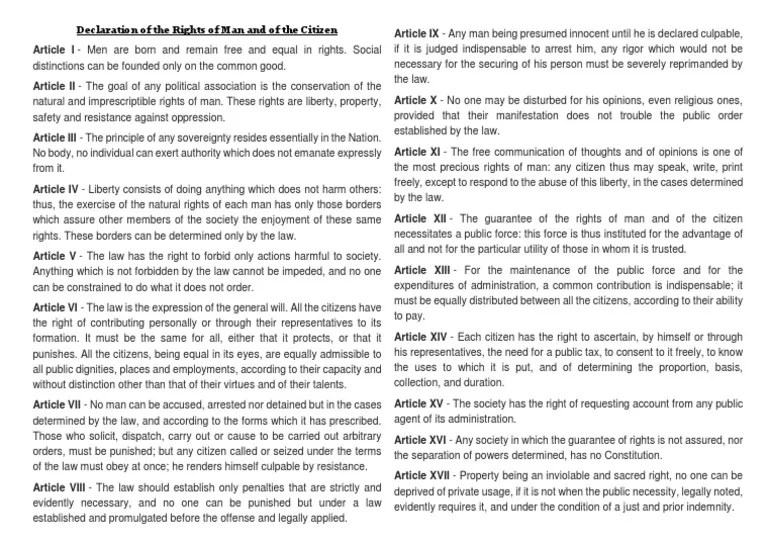 Declaration of the Rights of Man and of the Citizen Justice Crime