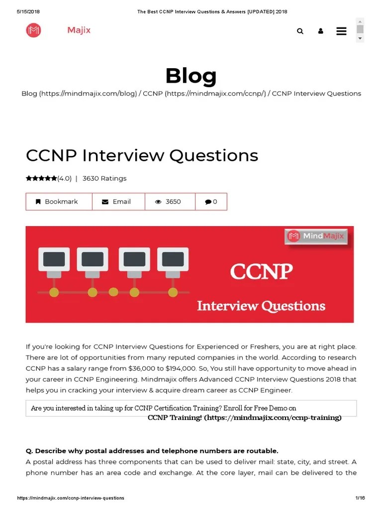 The Best CCNP Interview Questions & Answers [UPDATED] 2018