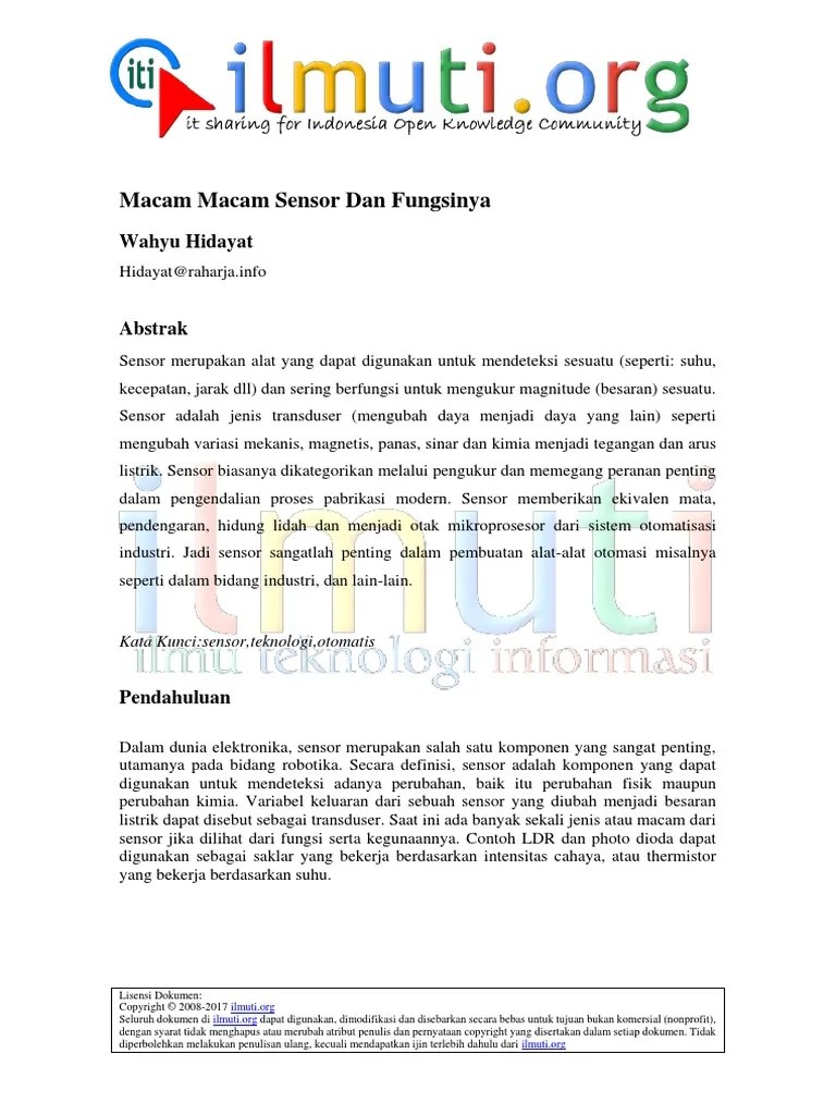 Wahyu Hidayat-Macam Macam Sensor Dan Fungsinya | PDF