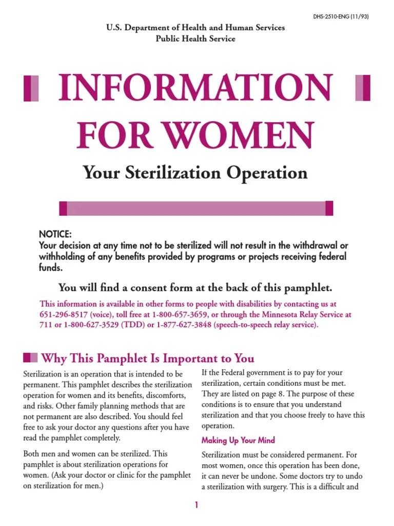 Sterilization Consent Form Birth Control Family Planning