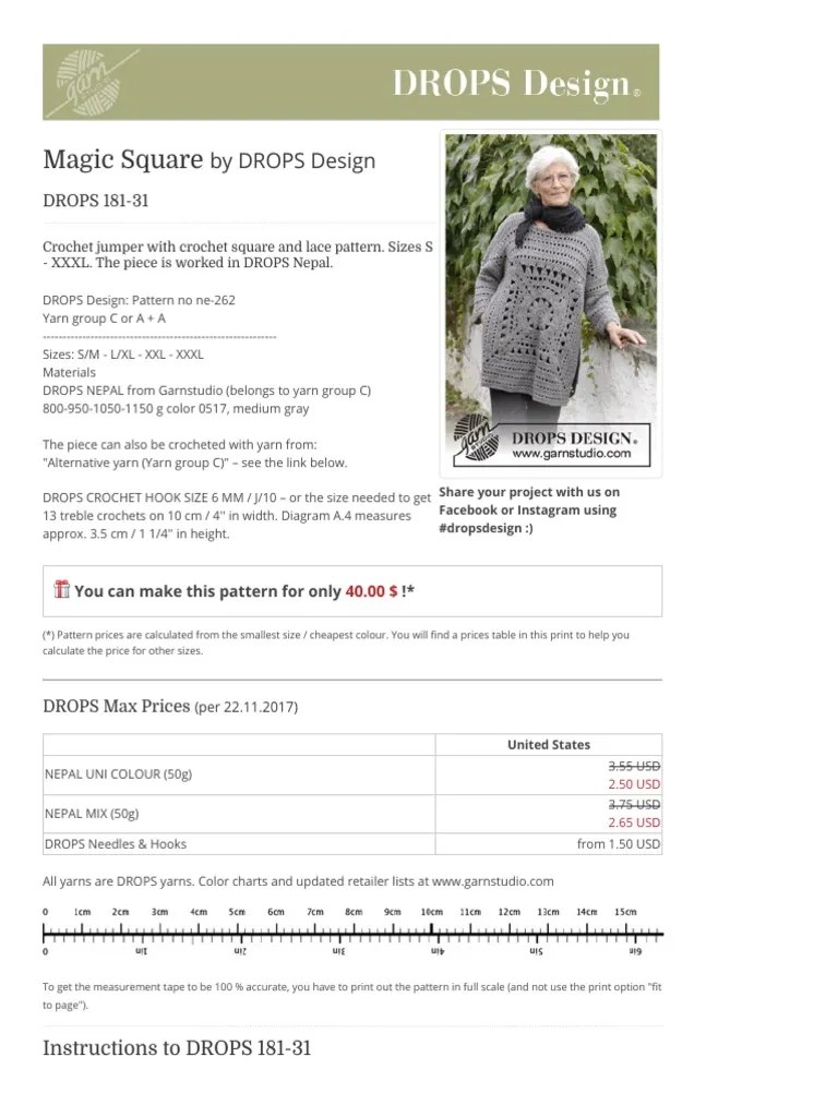 Magic Square by DROPS Design PDF Crochet Clothing Industry