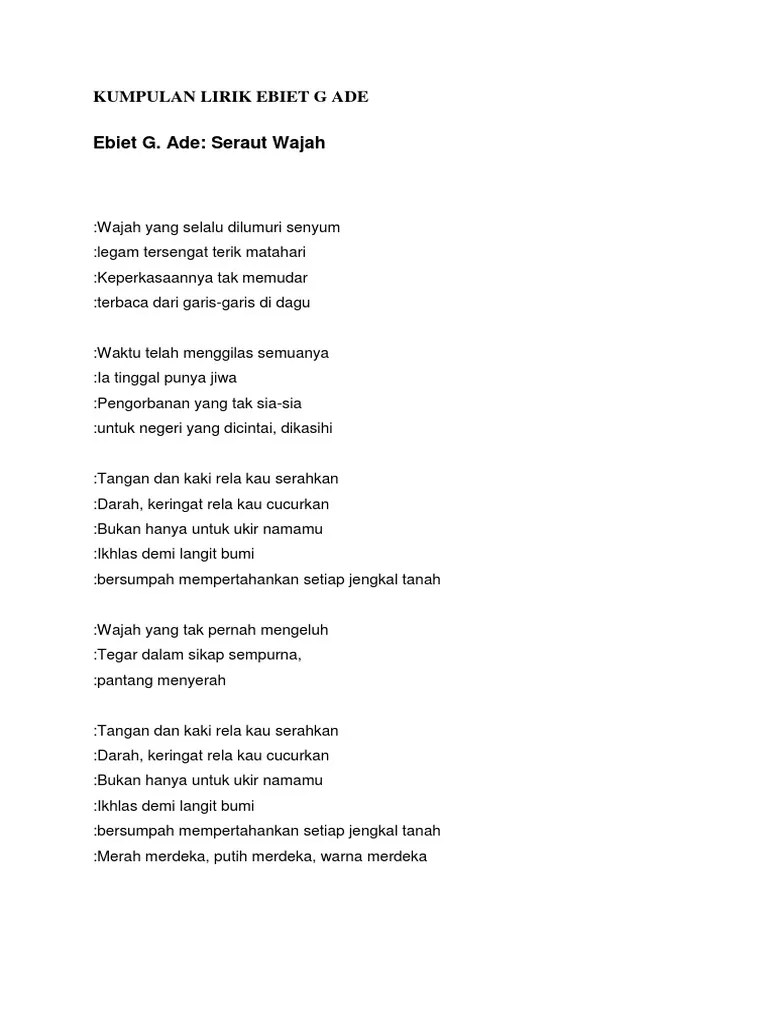 Kumpulan Lirik Lagu Ebiet G Ade Apa Bagaimana