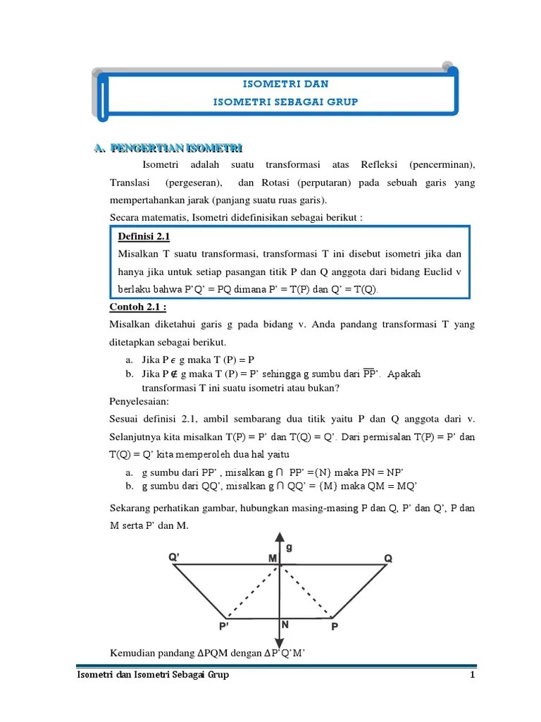 Contoh Soal Dan Penyelesaian Isometri Pada Materi Geometri Transformasi