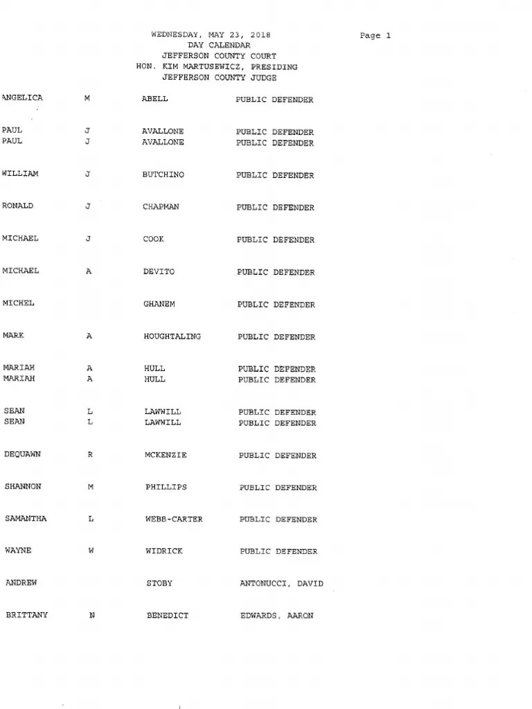 Jefferson County Court Calendar Customize and Print