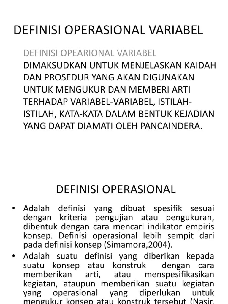 Definisi Operasional Variabel PDF