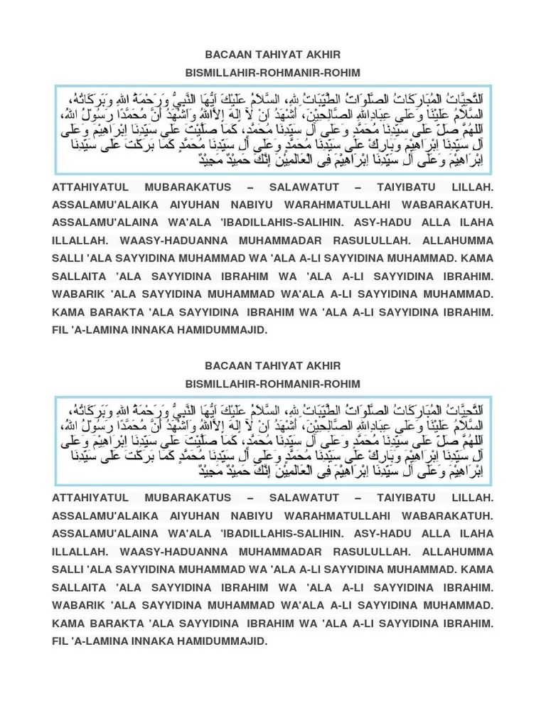Bacaan Tahiyat Akhir | PDF