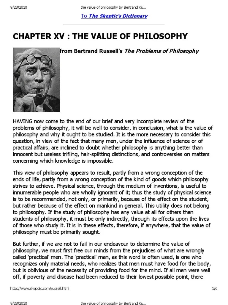 The Value of Philosophy by Bertrand Russell | PDF | Science | Knowledge