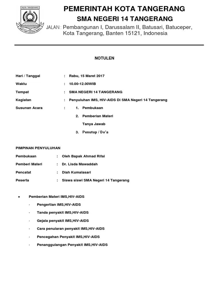 Notulen Penyuluhan HIV AIDS | PDF