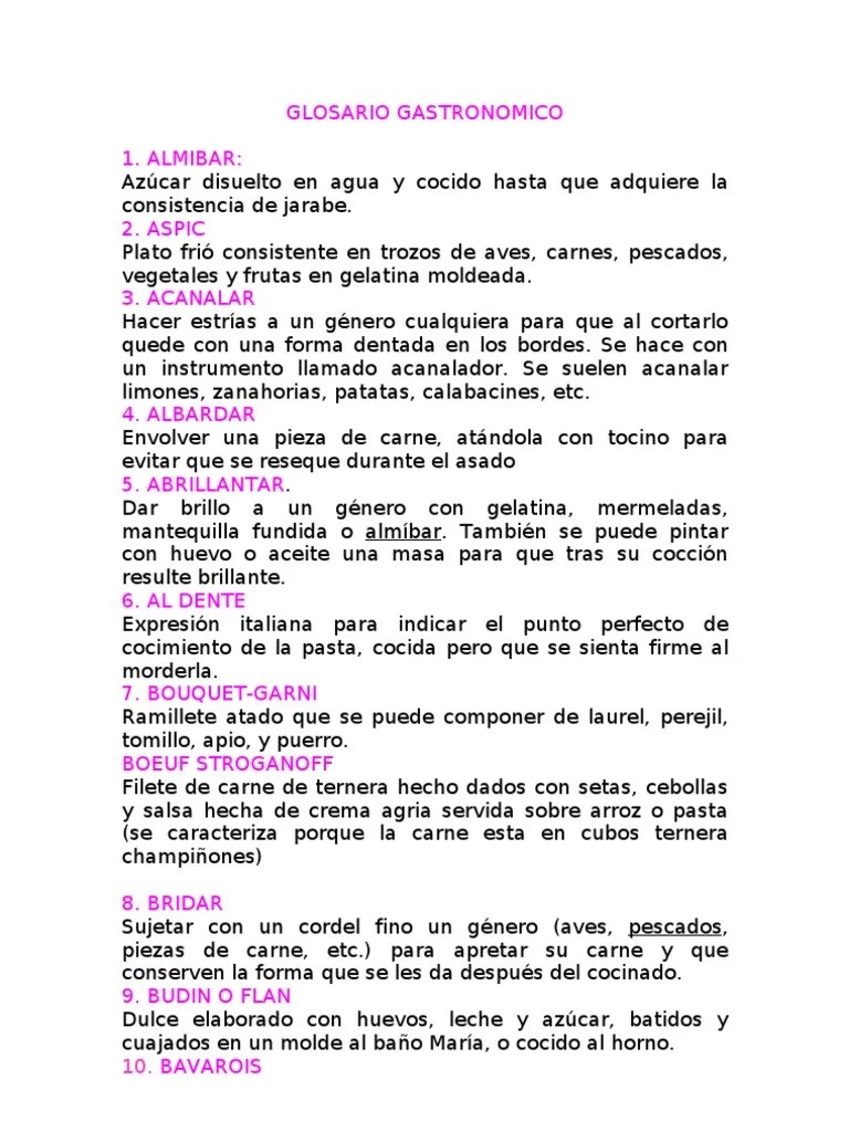 GLOSARIO GASTRONOMICO PDF