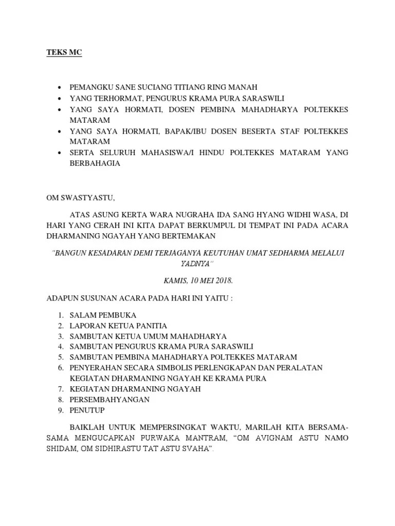Teks MC Dharmaning Ngayah | PDF