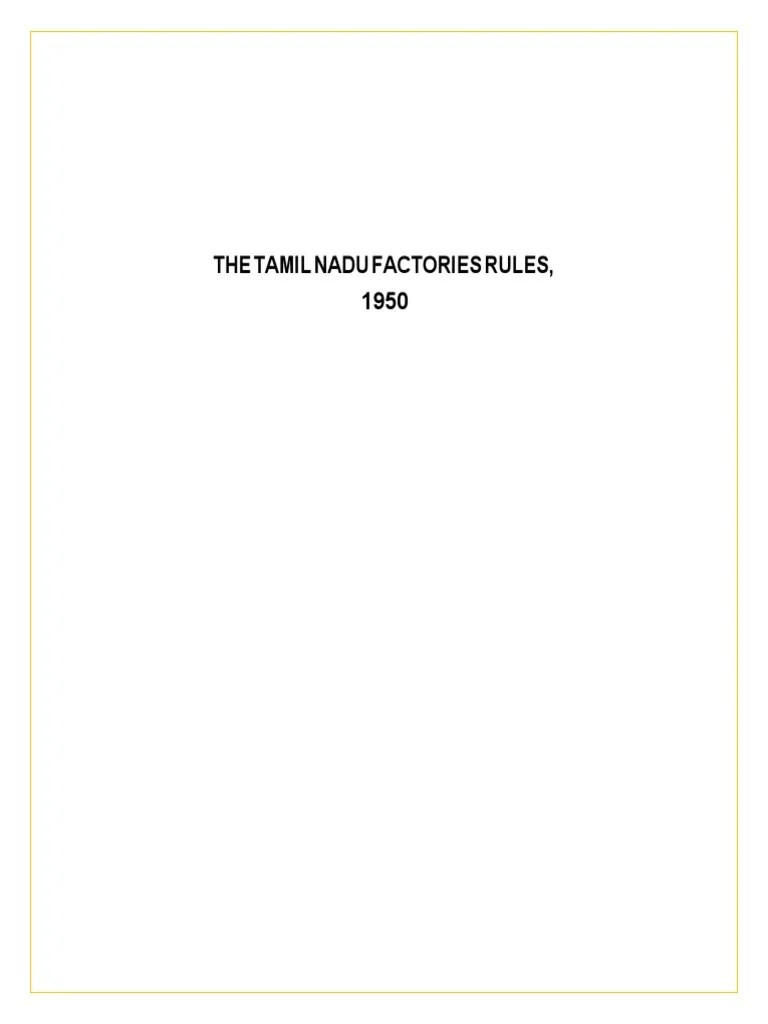 The Tamil Nadu Factories Rules 1950 PDF License Lead
