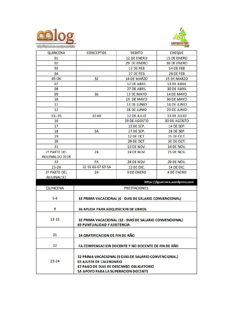 Calendario de Pagos Sep Snte PDF