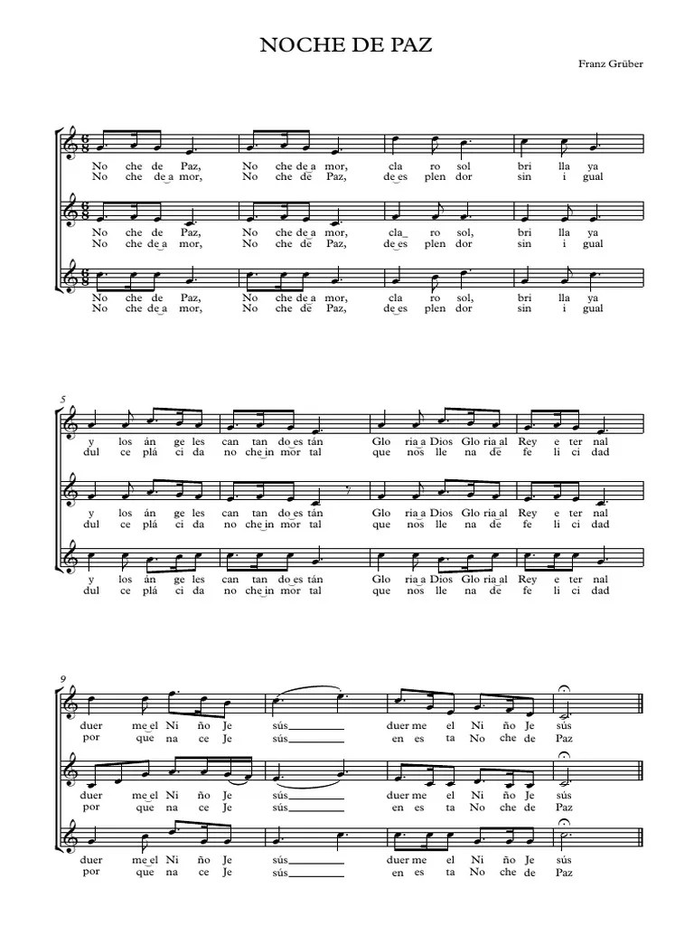 NOCHE de PAZ 3 Voces Partitura Completa