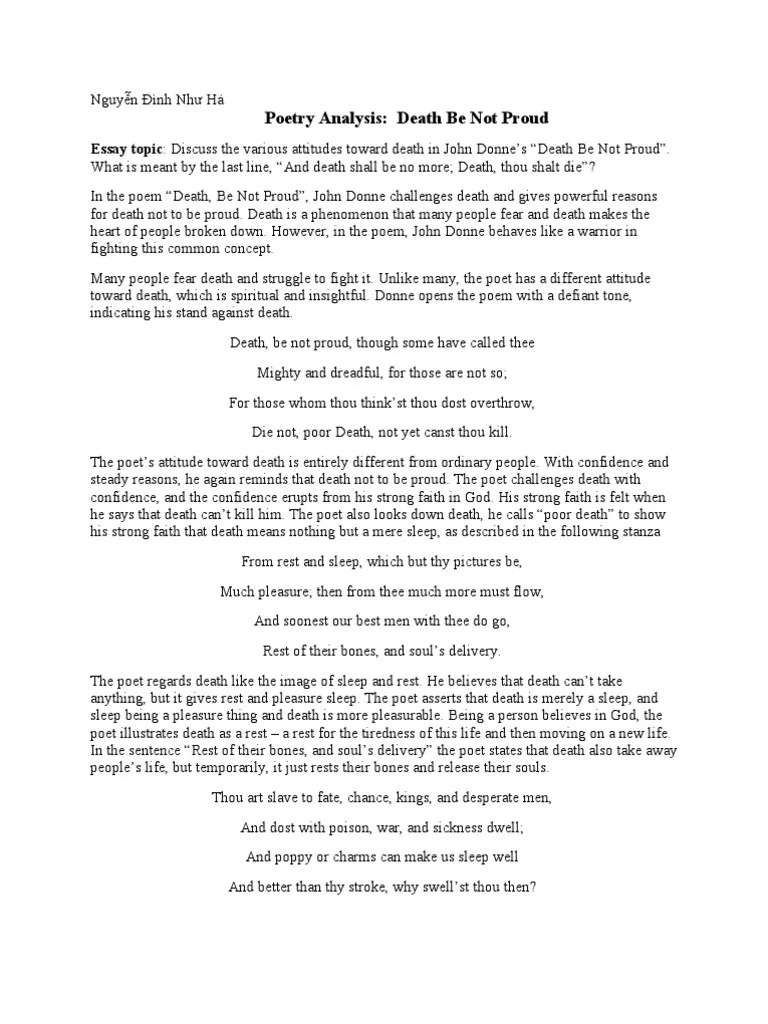 Death Be Not Proud Midterm Test Poetry