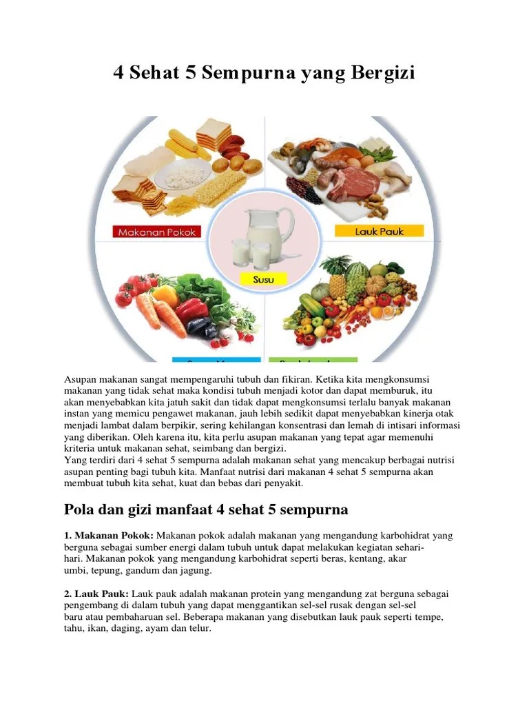 Pengertian 4 Sehat 5 Sempurna Brainly