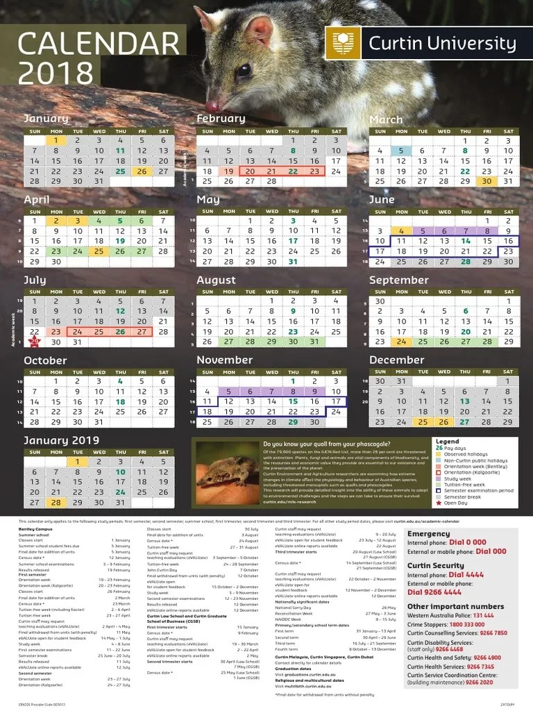 Curtin 2018 Academic Calendar PDF Academic Term Electric Power