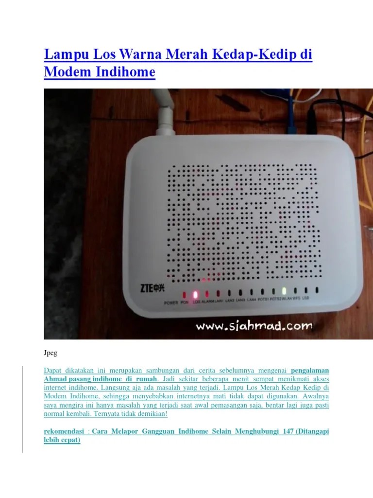 Lampu Los Wifi Indihome Warna Merah Kedap