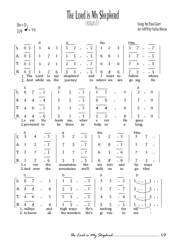The Lord Is My Sphepherd - Paul Gurr | PDF | Religious Music | Psalms