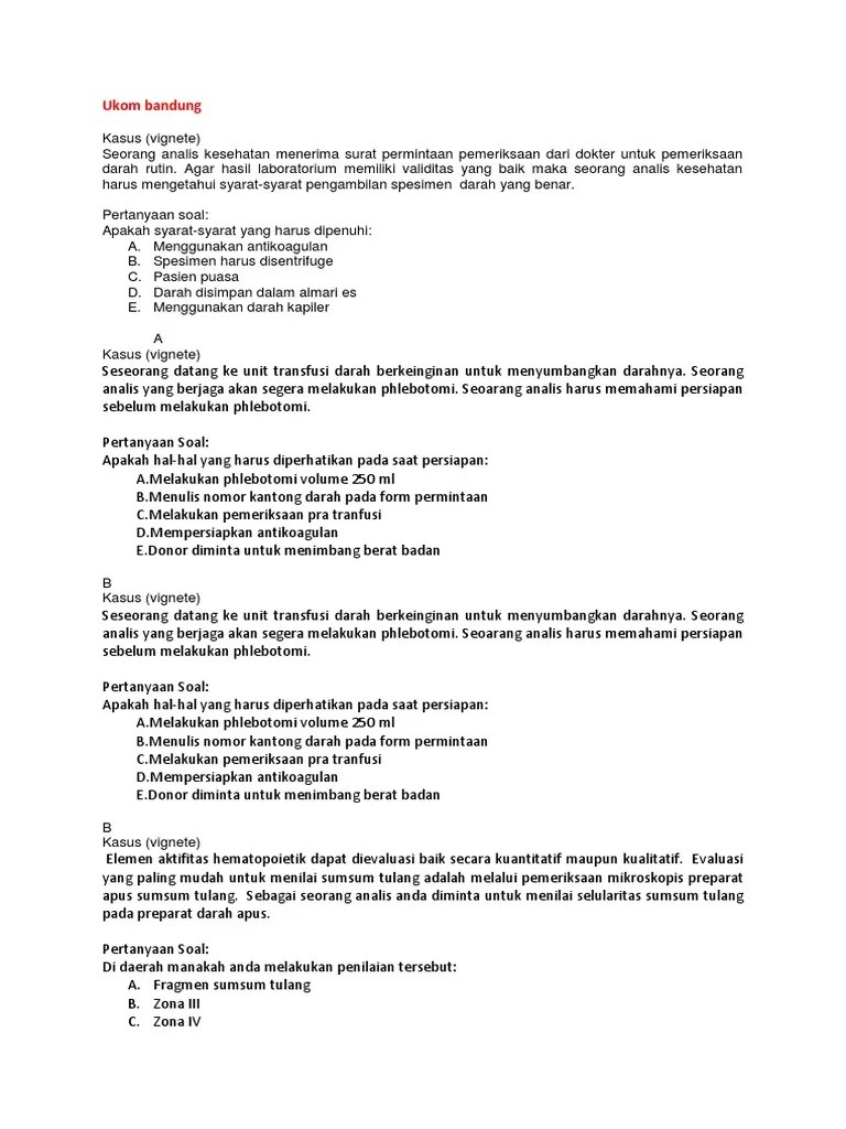 Soal Ukom Analis Kesehatan Soal Tematik