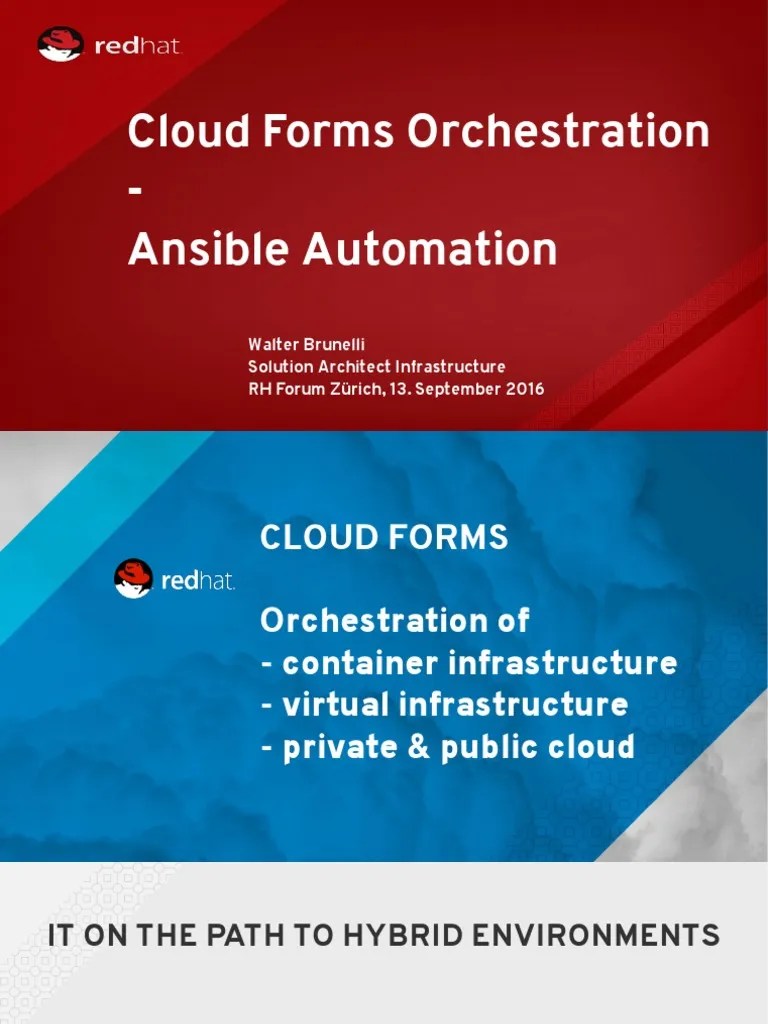Red Hat CloudForms Orchestration Ansible Automation PDF Cloud