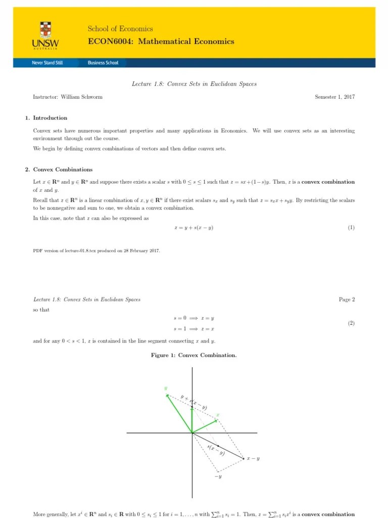 School of Economics ECON6004 Mathematical Economics Lecture 1.8